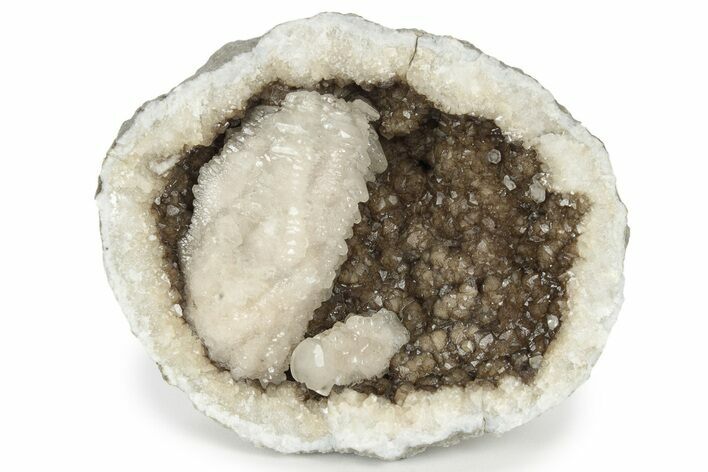 Keokuk Quartz Geode with Calcite Crystals (Half) - Missouri #239050